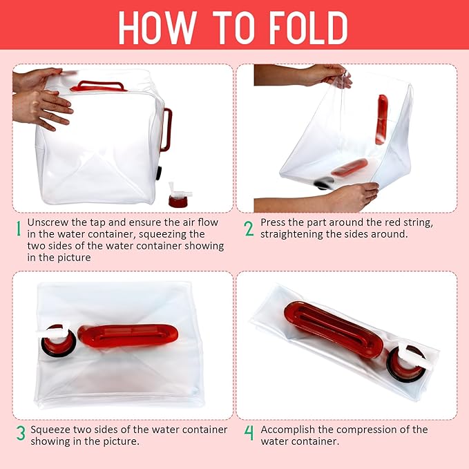 3 Pack Collapsible Water Container with Spigot, Foldable Camping Water Container Portable Camping Storage Carrier Jug for Outdoors Hiking Emergency Kit Backpack (5.3 Gallon,Red,3 Pcs)