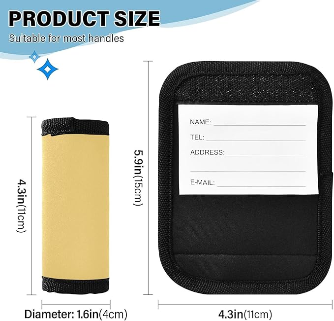 DOMIKING Light Yellow Luggage Handle Wraps for Suitcase Luggage Identifier Soft Luggage Tags Marker for Travel Bag Suitcase Luggage Covers Wraps Travel Accessories, 2 Pack