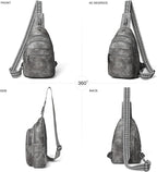 7L Sling Bag For Women Faux Leather Anti Theft Small Casual Daypack Backpack Fanny Pack Crossbody Chest Bags Purse Waterproof Dark Grey