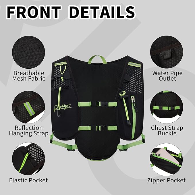 Running Vest for Women Men Lightweight Hydration Backpack Pack with 1.5L Water Bladder Bag Hydro Daypack for Hiking,Trail,Skiing,Camping,Cycling,Race,Marathon