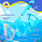 Kids Full Face Snorkel Mask, Snorkeling Gear for Kids, Kids Scuba Mask and Snorkel, Diving Mask, Snorkeling Set, 180 Degree Panoramic View Anti-Fog Anti-Leak