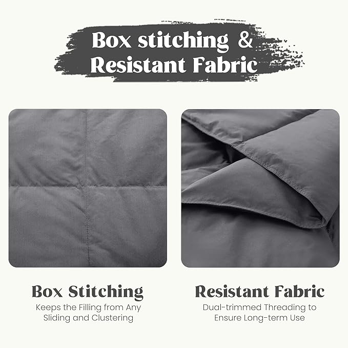 puredown® Upgraded Feather Down Throw Blanket – 12oz Enhanced Filling for Better Warmth & Comfort, Lightweight & Packable, 50" x 70", Gray