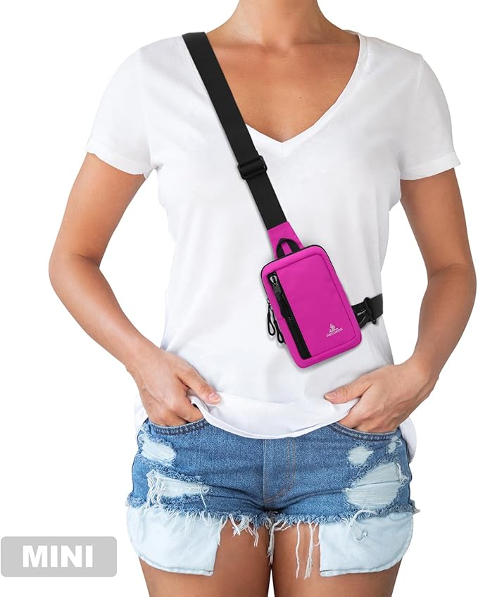 Peicees Small Crossbody Bag for Men Women Mini Sling Bag Travel Running Phone Daypack Cross Body Shoulder Bags, 2 Sizes, Small Rose