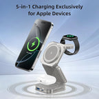 5-in-1 Wireless Charger for MagSafe, AC ISLAND Portable Travel Charging Station, 35W Max Fast Foldable Magnetic Stand, Evolved for iPhone 17-12 & Air Series, Apple Watch, AirPods (with 35W Adapter)