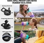 One Gallon Water Bottle Insulated, Triple Walled Vacuum Stainless Steel (Cold for 48 Hrs), Leak Proof & Non-BPA, Large Water Flask Jug with Paracord Handle & Straw Spout Lids