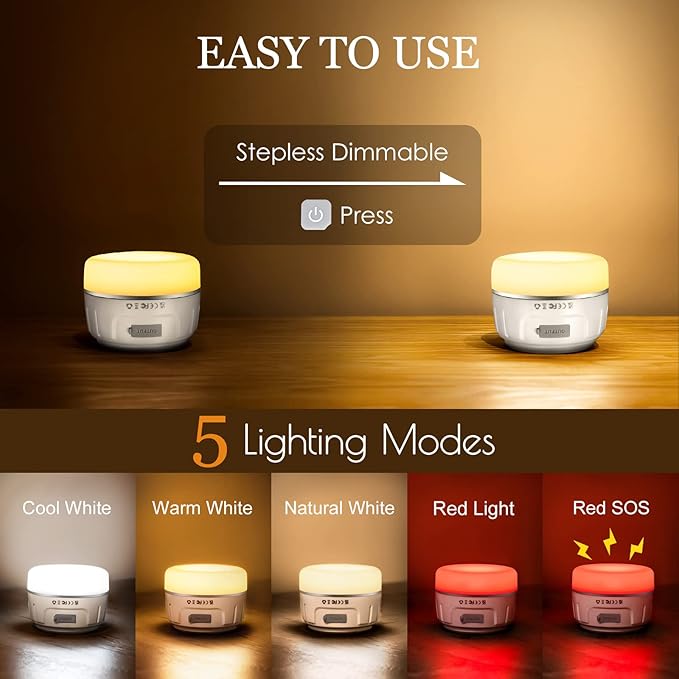 Sinvitron LED Camping Lantern Rechargeable with Remote Control - 1000LM 150H Runtime Tent Light, 5200mAh Water-Resistant Emergency Light for Hurricane Power Outages, Hiking Home