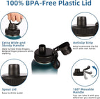 Volhoply Insulated Water Bottles Bulk 2 Pack, 40 oz Stainless Steel Sports Bottle with Paracord Handle & Spout Lid, Reusable Double Walled Vacuum Travel Cups for Adults Hiking(Dark Night,2 Set)