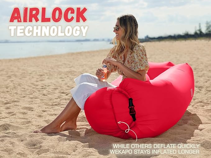 WEKAPO Inflatable Sun Lounger, Air Sofa, Hammock, Portable, Waterproof and Leak-Proof, Ideal for Backyard, Beach, Travel, Camping, Picnics and Music Festivals