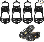 EROCK 2PCS Ice Cleats Snow Traction for Shoes and Boots, Ice Grips Traction Rubber Crampons, 8 Studs Non-Slip Overshoe Spikes Crampons Slip-on Stretch Footwear Winter Hiking Climbing Ice Fishing