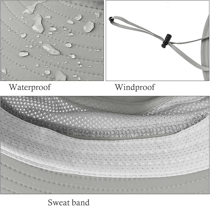 3 Pack Mens UPF 50+ Wide Brim Sun Hat with Neck Flap for Fishing Hiking Garden