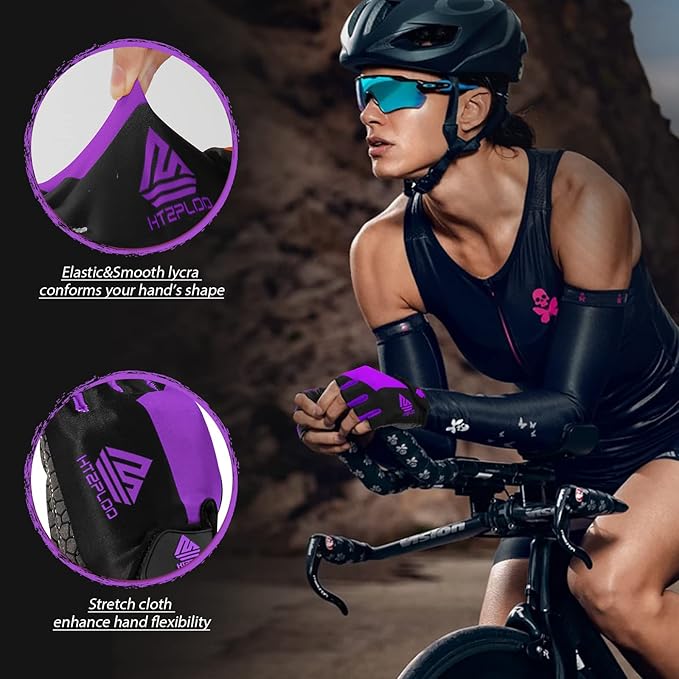 Bike Gloves for Men Women with Anti-Slip Shock-Absorbing Pad, Light Weight Half-Finger Cycling Gloves