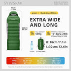 Down Sleeping Bag with Pillow, Ultralight Rectangular Sleeping Bag for Adults, Youth Backpacking,Hiking and Camping Outdoor with YKK Two-Way Zipper 680 FP Down