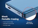 X Blade 10K Slim Magnetic Power Bank - 10000 mAh - MagSafe Portable Charger for iPhone and Samsung, Wireless Fast Charging USB-C PD 20W, Ultra Thin Metal Design, Metallic Blue