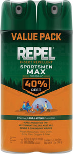 Repel Insect Repellent Sportsman Max Formula (2 Count), Repel Mosquitoes Ticks and Gnats, Long-Lasting Protection, 40% DEET (Aerosol Spray) 6.5 fl Ounce
