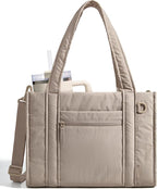 BAGSMART Boxy Tote Bag for Women, Crossbody Bag with Zipper, Crush Bow Purses for Travel Work College