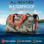 Waterproof Duffel Bag - Motorcycle Dry Bag Tail Bag with Large Storage Space, Waterproof Luggage Duffle Bags with Outer Mesh Zipper Pocket for Camping, Kayaking, Fishing & Traveling