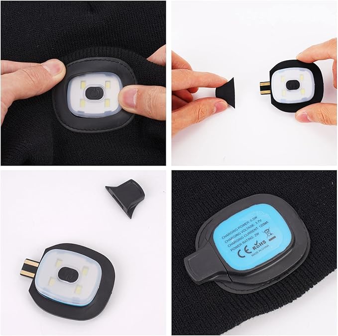 VIBELITE LED Beanie Hat with Light, USB Rechargeable LED Headlamp, Gifts for Men, Him, Husband, Boyfriend, Gifts for Dad, Husband, Father, Pink