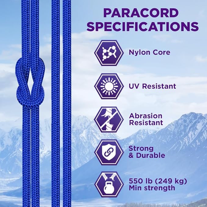 TECEUM 5/32" Paracord Rope 1000 – 1000ft / 200ft / 100ft / 50ft – Tactical Parachute Cord 4mm – 45+ Colors – Nylon String for Survival & Camping Gear – Stripe Cord for Survival – Utility Rope