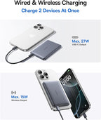 Baseus 0.5" Ultra Slim 10000mAh MagSafe Portable Charger & Qi2.2 25W Magsafe Portable Charger Power Bank 10000mAh 45W