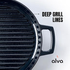 Alva Nori 11" Pre-Seasoned Cast Iron Grill Pan – PFAS, PFOA & PTFE-Free Nonstick – Lightweight, Easy to Clean – All Stovetops & Oven Safe – Premium Black Griddle