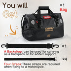 Waterproof Duffel Bag - Motorcycle Dry Bag Tail Bag with Large Storage Space, Waterproof Luggage Duffle Bags with Outer Mesh Zipper Pocket for Camping, Kayaking, Fishing & Traveling