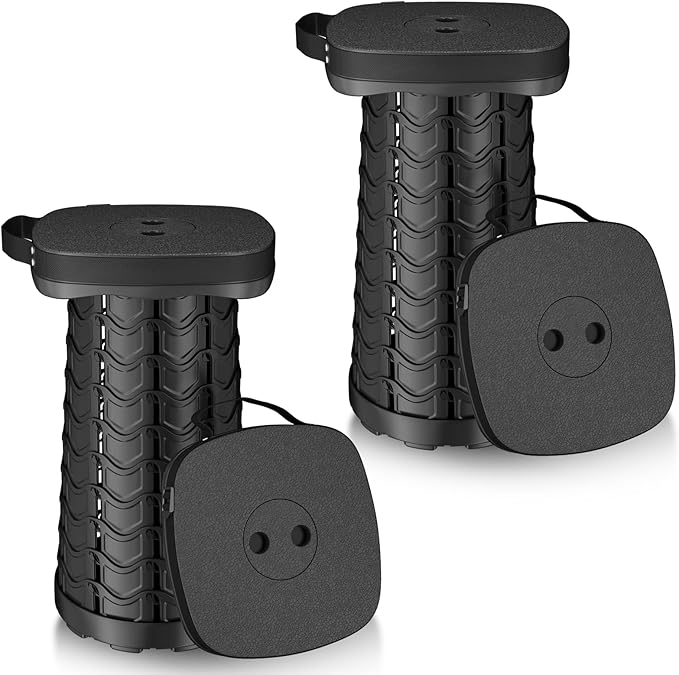 2 Pack Collapsible Stool - Portable Folding Stool for Adults, Lightweight Yet Sturdy 400lbs Capacity for Camping Fishing Hiking Outdoor