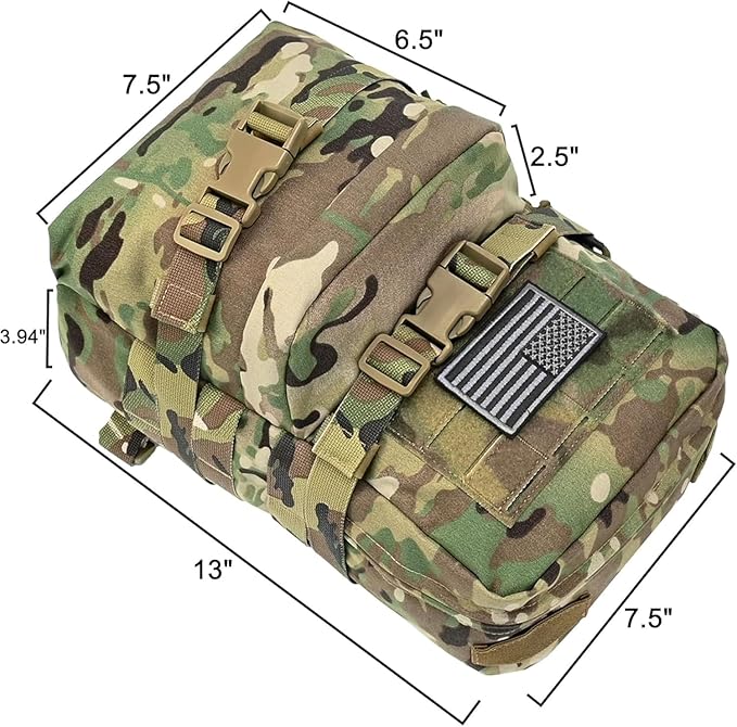 Tactical Mini Molle Hydration Pack,Molle Hydration Carrier with US Flag Water Resistant,Hydropack for Tactical Vest Backpack