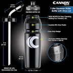 Cannon Sports 1 Liter Sports Water Bottle, BPA-Free, 34 Oz Capacity, Large Mouth, 2 lids (Straw and Squeeze), Great For Helmet Sports Such As Hockey, Lacrosse, Football, Boxing (6 Pack) (Black)