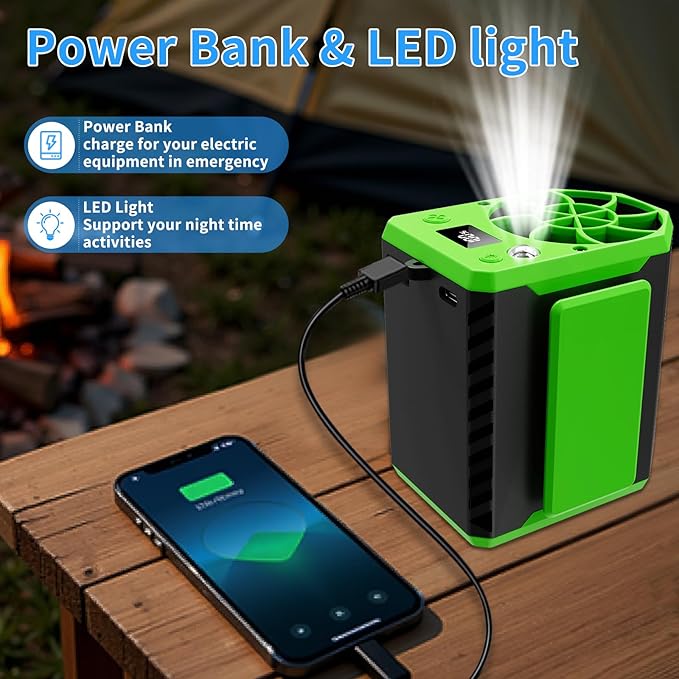 Portable Waist Fan 10000mAh Personal Shirt Fans Rechargeable Up to 19H Runtime, Wearable Clip on Belt Fan for Outdoor, Jobsite, Farms - 4 Speeds MAX 10000RPM