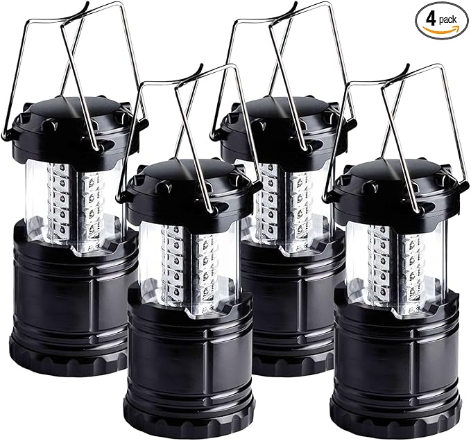 Lantern Collapsible Camping Light, Battery Operated Lanterns LED Super Bright for Power Outages Indoor Emergency Outdoor Camping Hiking Kit (LED-4)