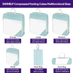 SWIHELP Compression Packing Cubes for Suitcases 6 Set Travel Luggage Organizer Packing For Storage Clothes Shoes