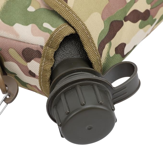 Outdoor Water Canteen, 1.5L Large Capacity Outdoor Water Bottle Handheld Portable Flat Camping with D Shaped Buckle & Adjustable Strap Buckle for Camping, Backpacking, Hiking