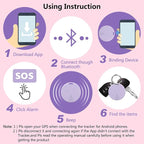 Aircawin Mini GPS Tracker, Key Item Finder Locator,No Monthly Fee App for iOS/Android 2023 Latest,Portable Anti-Lost Bluetooth Tag Item Tracker for Luggages/Kids/Pets/Phone/Wallet/Bag-2Pcs-Pink+Purple