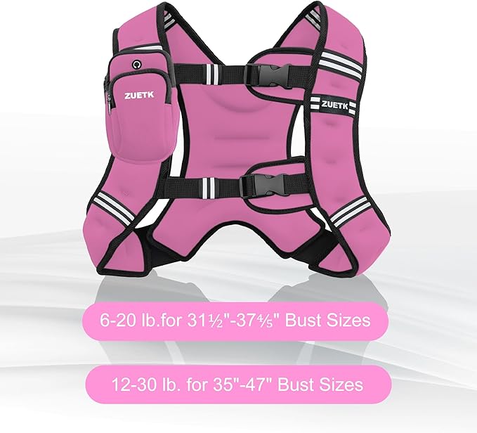 Weighted Vest, 6lb/8lb/12lb/16lb/20lb/25lb/30lb Weight Vest with Reflective Stripe, Weighted Vest for Men Women Workout Equipment for Strength Training, Running, Jogging, Fitness, Weight Loss