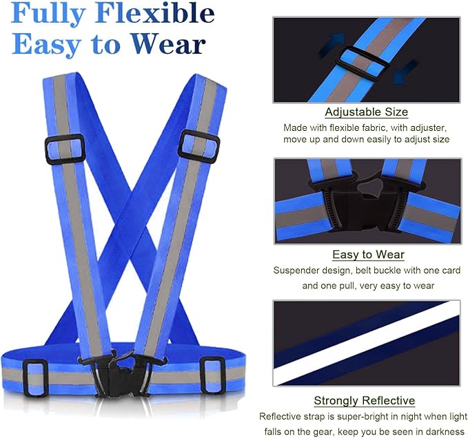 Reflective Vest Running Gear, 2Pack High Visible Safety VES for Cycling Jogging Running Walking, Adjustable for Men Women Kids