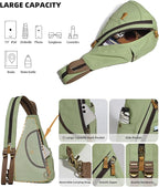 KL928 Canvas Sling Bag - Small Crossbody Backpack Shoulder Casual Daypack Rucksack for Men Women(Large Version)