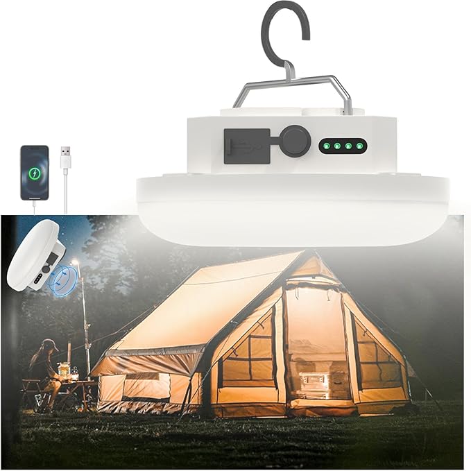 Tent Light LED Rechargeable Camping Portable Hanging Lantern,IPX5 Waterproof Outdoor Lights with 4000LM and Battery Power, Camp Lamp Light for Glamping Indoor Outages Car Repair(Magnet)