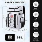 Maelstrom Backpack Cooler,Soft Lightweight Leakproof Cooler Backpack,50 Can Insulated Cooler Bag,Keeps 50 Cans Hot/Cold for Up to 16 Hours,Waterproof Lunch Bag for Men Women-White