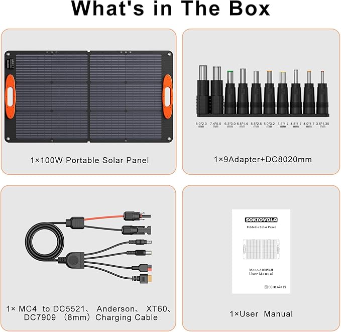 N-Type 16BB 100W Portable Solar Panel 18V ETFE Portable Foldable Solar Charger NextGen 25% High Conversion Folding Solar Panel for Camping Outdoor RV