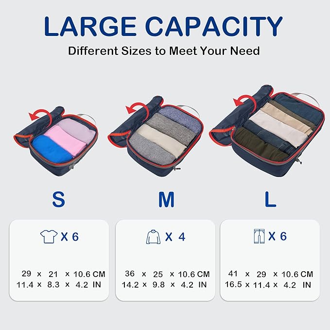 Cipway Compression Packing Cubes, Ultralight Luggage Organizer Bags, Travel Essentials for Carry on Suitcase (3 Piece,Blue)