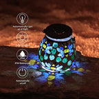 Afirst Mosaic Outdoor Lanterns - Glass Solar Hanging Lights Bee Hollow Out Waterproof Outdoor Decorative for Garden, Patio, Holiday Party Outdoor Decoration