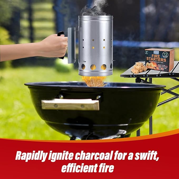 Natural Fire Starters for Grills: Premium Waterproof Quick Firestarters Sticks | Odorless Fire Starter for Campfires | Fireplaces | Wood Stove | BBQ | Smoker | Fire Pit - 72 pcs