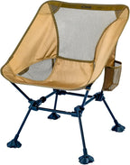 iClimb Ultralight Compact Camping Folding Beach Chair with Anti-Sinking Large Feet and Back Support Webbing (Brown- Square Frame)