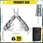 Lasnten 10 Sets Small Multitool Pliers Gift for Men, Stainless Steel Multi Tool with Oxford Cloth Cover, Pliers Foldable Knife Bottle Opener Screwdriver Apply to Camping Dad Gifts(Gray)