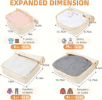 BAGAIL 4 Set/6 Set/8 Set Compression Packing Cubes Travel Accessories Expandable Packing Organizers (Square Mesh, 06-Beige)
