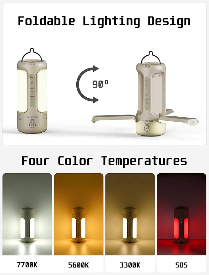 Rechargeable Camping Lantern with Bluetooth Speaker, 10000mAh, Portable LED Flashlight, Folding Lanterns, IP54 Waterproof, 4 Mode Stepless dimming, Power Outage Lantern for Home