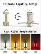 Rechargeable Camping Lantern with Bluetooth Speaker, 10000mAh, Portable LED Flashlight, Folding Lanterns, IP54 Waterproof, 4 Mode Stepless dimming, Power Outage Lantern for Home