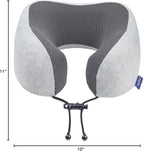 napfun Neck Pillow for Traveling, Travel Neck Pillow for Airplane 100% Pure Memory Foam Travel Pillow for Flight Headrest Sleep, Portable Plane Accessories, Light Grey Set
