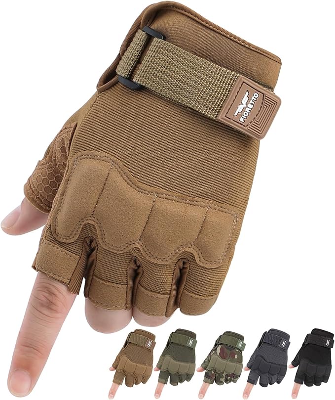 FIORETTO Fingerless Gloves, Half Finger Gloves for Driving, Cycling, Shooting, Hunting, Motorcycle, Climbing, Outdoor Work 215801