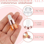 100 Pcs Mini Glass Oil Dropper Bottle Bulk, Clear Essential Small Empty Bottles Sample Containers Perfume Liquid Vials with Cap for Traveling (1 ml,Rose Gold)